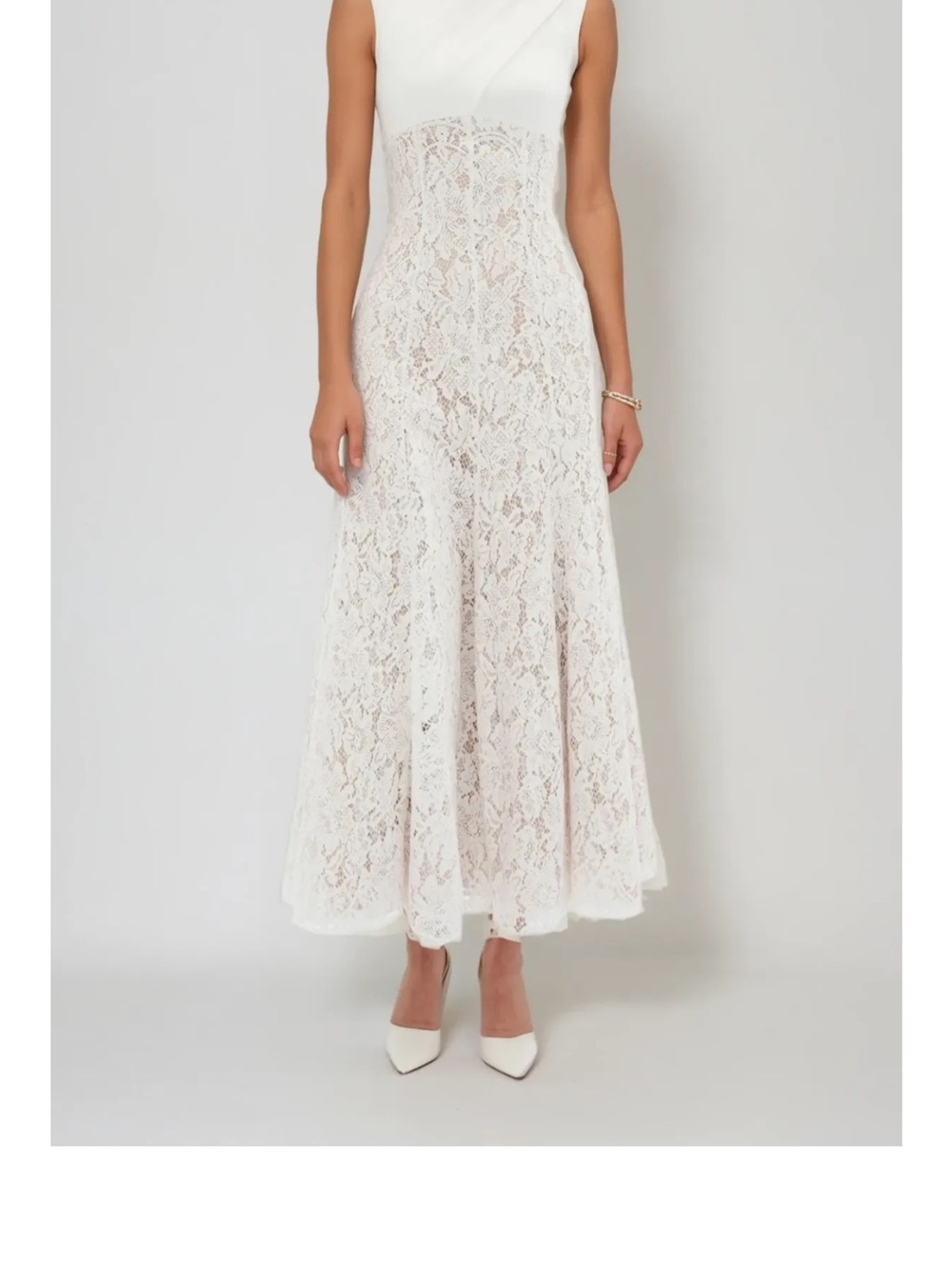 Elegant White Lace Maxi Dress (Innovare Denim Daryna Sleeveless Lace Dress)
